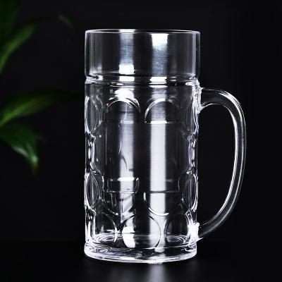 China 1000ml /34oz Single Wall Plastic Beer Mug Plastic Cup With Handle Tea Cup PC Drinks Mug for sale