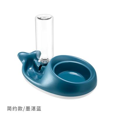 China Cute Whale Stocked Shape Automatic Water Storage Cat Food Plastic Pet Bowls for sale