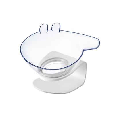 China Stocked Cartoon Shape Elevated Transparent Plastic Pet Food Feeding Bowl For Cats And Small Dogs for sale