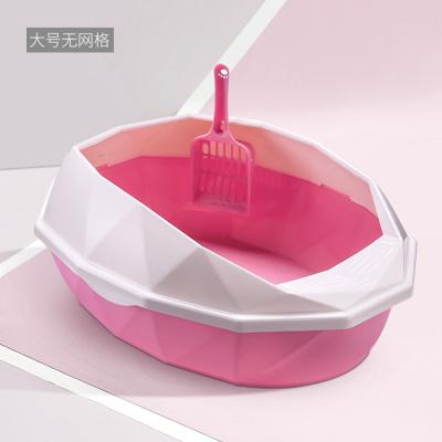 China 2021 Hot Sale Stocked Fully Enclosed Diamond Shape Single Layer Cleaning Plastic Cat Pet Litter Box Toilet for sale