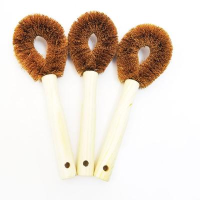 China Eco-Friendly Sustainable Nature Bamboo Wooden Cleaning Washing Brush Coconut Fiber Dish Pot Bowl Brush for sale