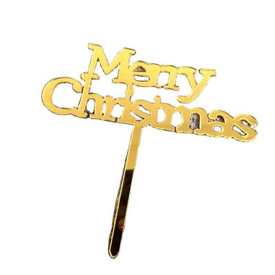 China Fashion Acrylic Gold Supplies Cheap Merry Christmas Acrylic Cake Topper for sale