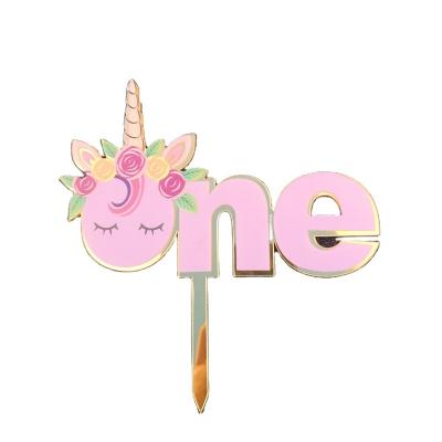 China 2022 New Style Kids Party Lovely Acrylic Cake Topper Unicorn Acrylic Cartoon for sale