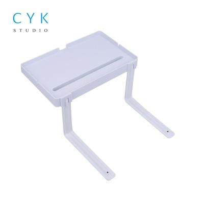 China Foldable New Design Painted Steel Ergonomic Side Space Saver Bedside Tray Bed Shelf Folding Phone Holder for sale