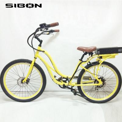 China SIBON B0510128 350w 26 Inch Aluminum Alloy Frame Disc Brake Lithium Battery Aluminum Alloy Frame 7 Speed ​​Alloy Rim Beach Cruiser Electric Bike for sale