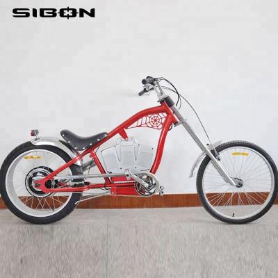 China Street SIBON 4BV 500W Lithium Battery Suspension Fork V Brake Fat Tire Red Electric Bike Chopper For Adult From China for sale