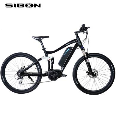 China Aluminum Alloy SIBON B0510172 Black 36v 250w Alloy Frame Suspension Fork Motor Electric Bike LCD Display 8 Mid Speed ​​Integrated Brushless Drive for sale