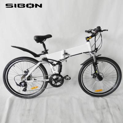 China SIBON Aluminum Alloy CE 250w Motor 36v Lithium Battery Suspension Fork Folding White Brushless Mountain Hidden Battery Electric Bike B0510162 for sale