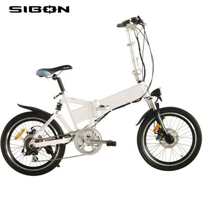 China Aluminum alloy SIBON B0510119 20 inch 250W lithium battery frame electric bike suspension color fork six folding white speed aluminum mini for sale