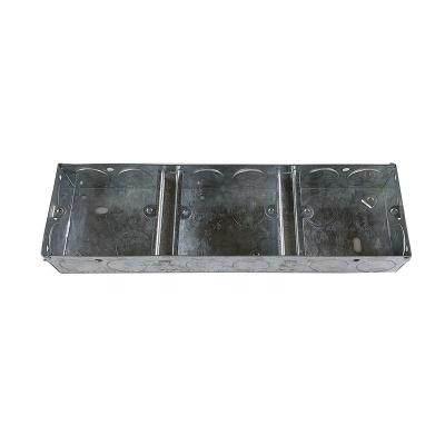 China High Performance Electrical Metal Junction Boxes Standard 1+3 A Strip GI Box 0.8mm Switch Wall Box for sale