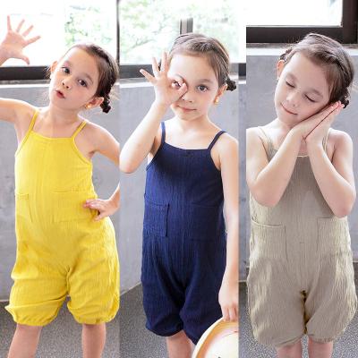 China 2022 Wholesale Loose Sleeveless Baby's Other Loose Casual Romper Kids Spaghetti Strap Romper Cotton Babies Playsuit Overalls for sale