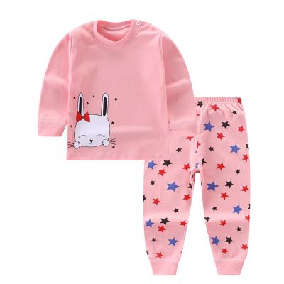 China 2022 new casual children's clothing set two-piece 100% cotton pajamas children's clothing suite long-sleeved+pants baby clothing sets for sale