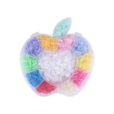 China Viable Short Production Cycle Apple Shape Button Storage Box 11 Colors Single Clothes Press Plastic Button Snaps for sale