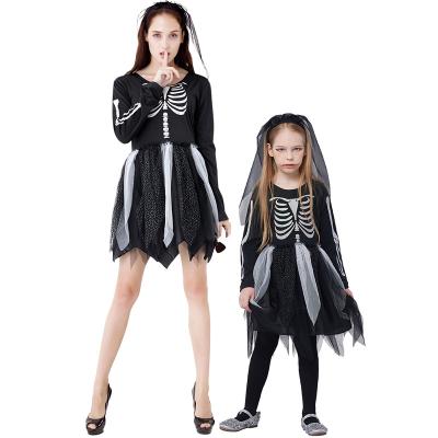 China Washable TV And Movie Costumes Halloween Kids Skeleton Dress For Girls Halloween Horror Role Play Zombie Costume for sale