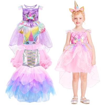 China Fashion\Comfortable Children\Durable Unicorn Party Princess Dress Up Flower Gilr Dresses Children Girl Wedding Party Dress for sale