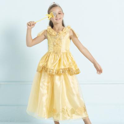 China The Princess Belle Dress TV Washable Movie Costume Girls Dressing Set Long Dress Birthday Party Fancy Outfits School Pretend Play for sale