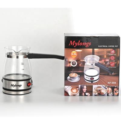 China Mylongs Coffee Pot Machine Coffee Maker Turkish Coffee Transparent Glass Electric Kettle for sale