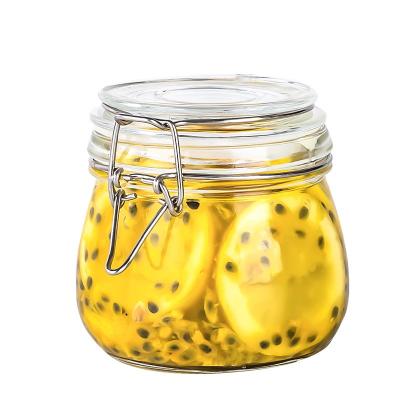 China Food Body 500Ml Glass Seal Storage Transparent Round Airtight Rubber Canning Jar for sale