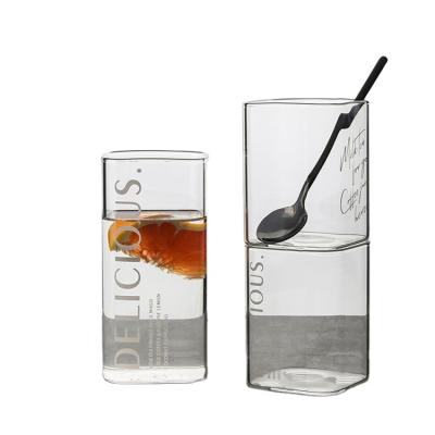 China Simple Heat Resistant Square Tea Milk Beverage Household Glass Cup Juice Order-Friendly for sale