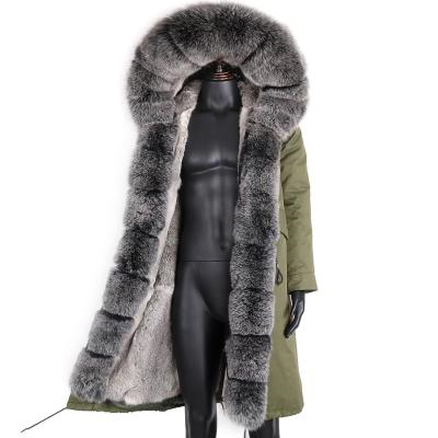 China QUICK DRY Real Fox Fur Collar Rabbit Coat Men's Fur Coat Parka Detachable Winter Waterproof Jacket 2020 Thick Natural Fur Coat for sale