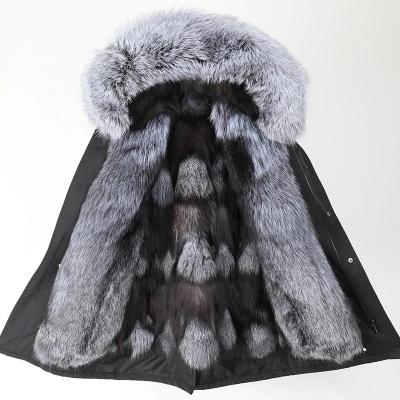 China 2021 Men's New Real Fur Coat S-2XL Black Fox Fur Collar QUICK DRY Large With Fox Fur Coating Parka Winter Long Jacket for sale