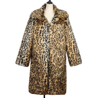 China Anti-wrinkle European Style Plus Size Winter Man Leopard Long Coats Along Gap Faux Fur Men's Jacket Overcoat With Eco Fur for sale