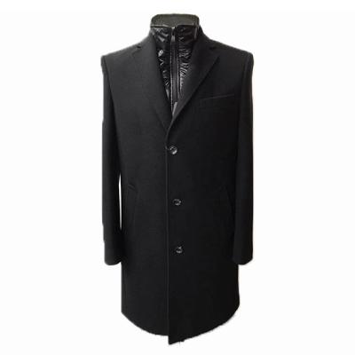 China Anti-Wrinkle Customized Mens Winter Wool Coats Slim Fit Single Breasted Ditch Jacket Wool Black Pea Coats for sale