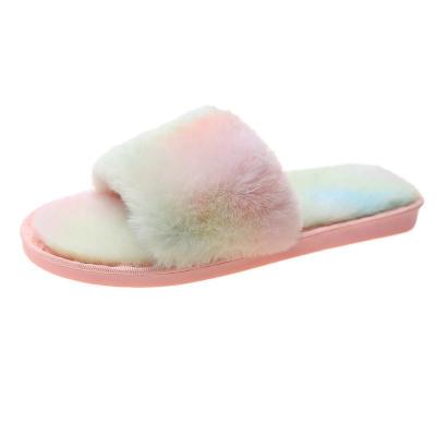 China New Fashion Girls Winter Sandals Trend Design Faux Fur Indoor Slippers Autumn Fur Shoes Platform Fur Indoor Slippers for sale