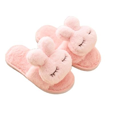 China Cushioning New Arrival 2021fashion Winter Kids Open Toe Flurry Women Slides Cute Furry Slippers Faux Fur Slippers For Kids for sale