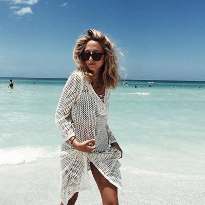 China Breathable Net Beach Wear Women Short Crochet Swimwear Crochet Tunic Tunic Bikini Knitting Cover Ups Beach Wear for sale