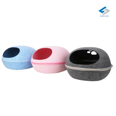 China OEM New Breathable Pet Product Colorful Tunnel Toy Polyester Felt Cat Bed Cave For Small Animal for sale