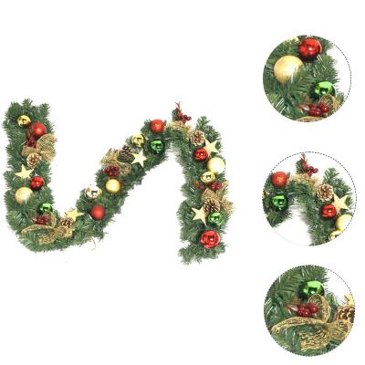 China Bestselling PVC Pine Lit Christmas Garland With Ornaments Decoration Wholesale Green PVC Garland Large Door Lit Christmas Wre for sale