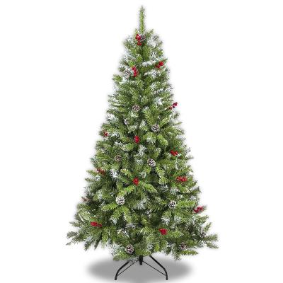 China PVC 6ft/180cmCustomized WithPinecones Factory Direct Eco-friendly Artificial And Red Berries Xmas Tree Christmas Festival Home Decoration For Sale for sale