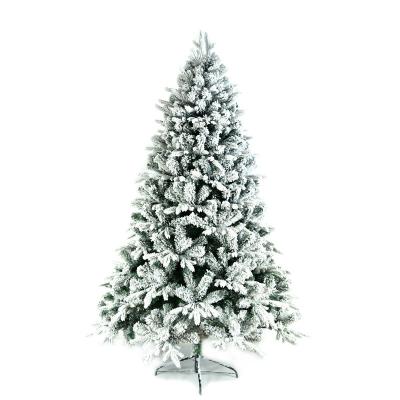 China PVC& Factory direct sale 7ft White Outdoor PVC Lighted Christmas Trees PE PVC& Flocked Christmas Trees For Outdoor Home Decoration for sale