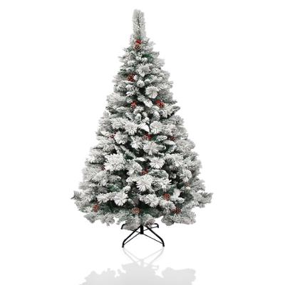 China Popular Christmas Tree Factory White Christmas Tree 7FT PVC& Custom PE Flocked Christmas Trees White Outdoor With Snow Covered Christmas Tree for sale