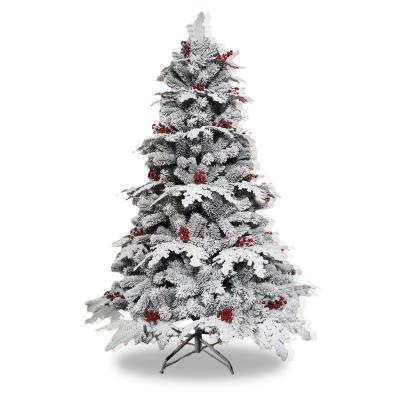 China Cheap White Flocking Indoor Outdoor Christmas Tree Eco-friendly Material Christmas Tree Fruit Falling Snow Tree Home Simulation Red Bare Snow Decoration for sale