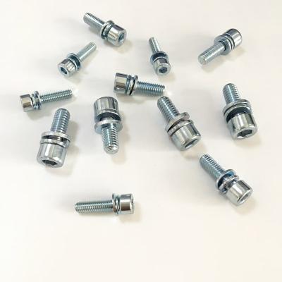 China Cheese Carbon Steel Hex Socket Three Head Combination Socket Head Screw With Spring Washer Flat Washer for sale