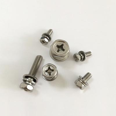 China Customizable Three HEX Combination Cross External Hex Screw With Flat Spring Washer for sale