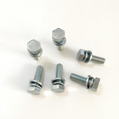 China HEX Grade 8.8 Alloy Zinc Nickel Blue White Carbon Steel Hex Head Combination Screw for sale