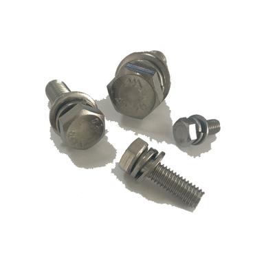 China HEX 304 Stainless Steel Hex Head Sems Screws With Spring Washer Flat Washer for sale