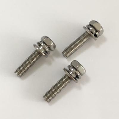 China HEX Cross Recessed Hexagon Head Outer Combination Screws With Spring Flat Washer for sale