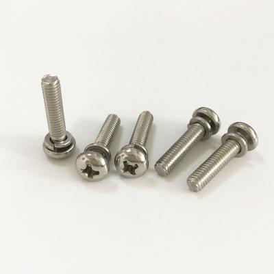 China Cross Pan Stainless Steel Sems Screw Pan Head Machine Screw With Joint for sale