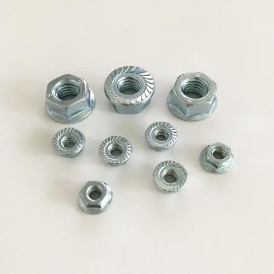 China Heavy Industry Zinc Carbon Steel Stainless Steel Blue White Din6923 Hex Flange Nuts for sale