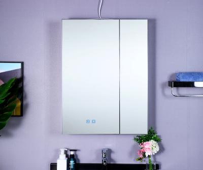 China 2021 Newest Design Two Door Modern Stainless Steel Bathroom LED Mirror Cabinet YMT-Y80 for sale