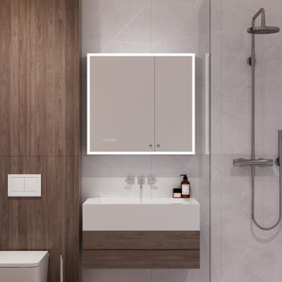 China 2021 Stainless Steel Bathroom Mirror Cabinet Modern Multifunctional LED Mirror Cabinet Smart Mirror YMT-Y80 for sale