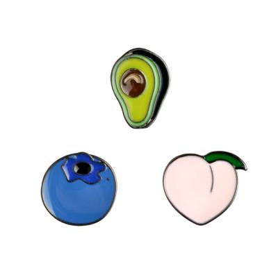 China Europe Fruit Avocado Peach Blueberry Custom Cute Metal Hard Enamel Lapel Pins for sale