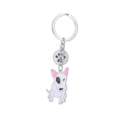 China Custom Cheap Cute Bull Terrier Dog Souvenir Metal Key Chain Key Ring for sale