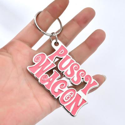 China ECO-Friendly Pink Zinc Alloy Letter Key Chain TROLLEY CAT Key Chains for sale