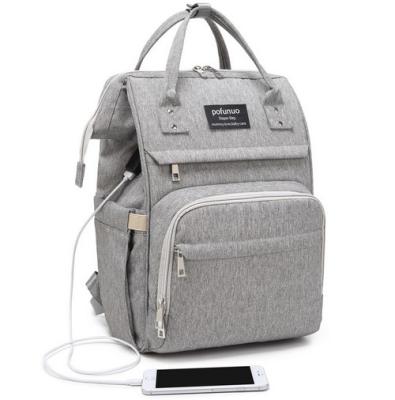 China With private diaper bag gray oxford maternidad usb logo usb mami mami backpack diver filler bag for sale