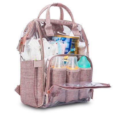 China Clear Custom PVC Clear Fashion Backpack Mommy Hospital Bag Waterproof Nurse Bag Diaper Bag Maternity Bag for sale